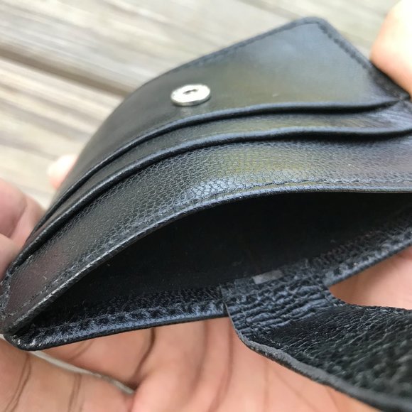 Handmade Card Holder Black Genuine Leather Mini Pu - Picture 8 of 10